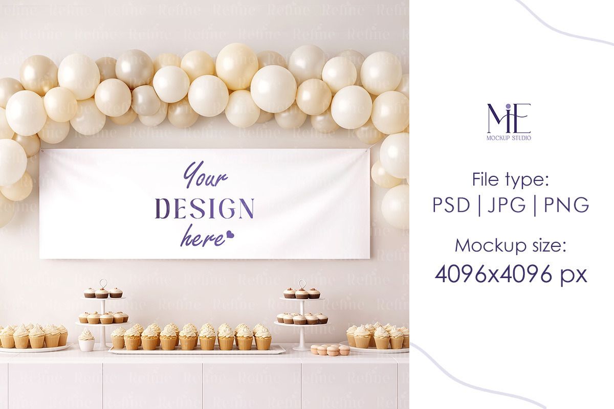 Party Banner Mockup Wall Tapestry, a Merchandise Mockup by Mie Mockup Studio (Photo 2 of 8)