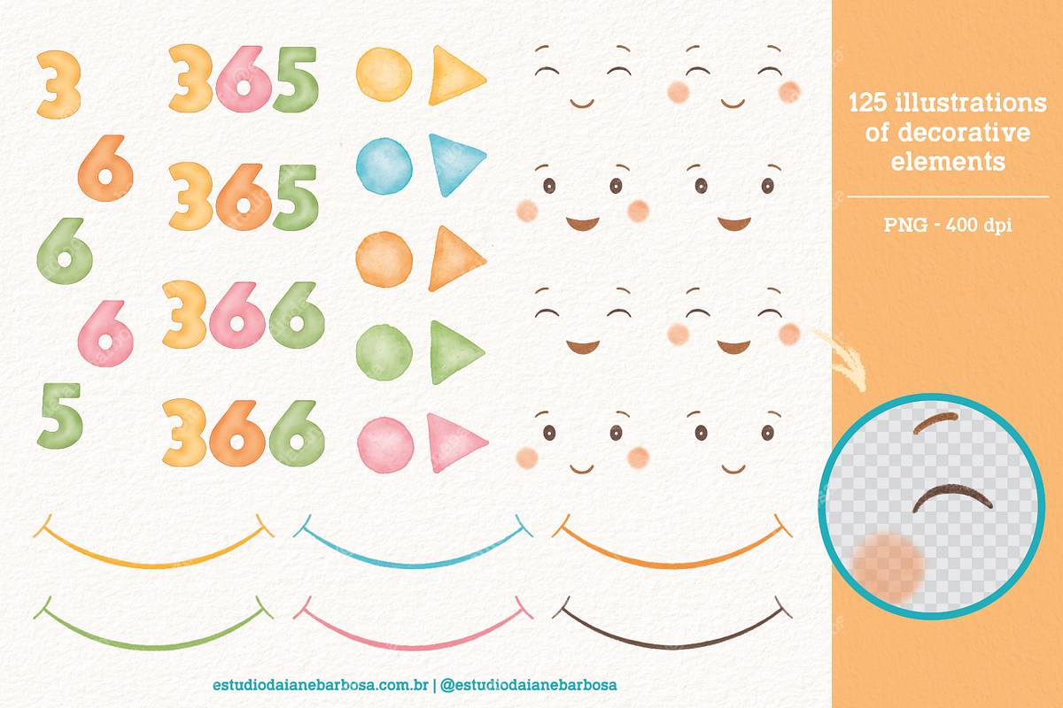 365 Smiles - Cliparts Set, an Illustration by Estudio Daiane Barbosa (Photo 3 of 9)