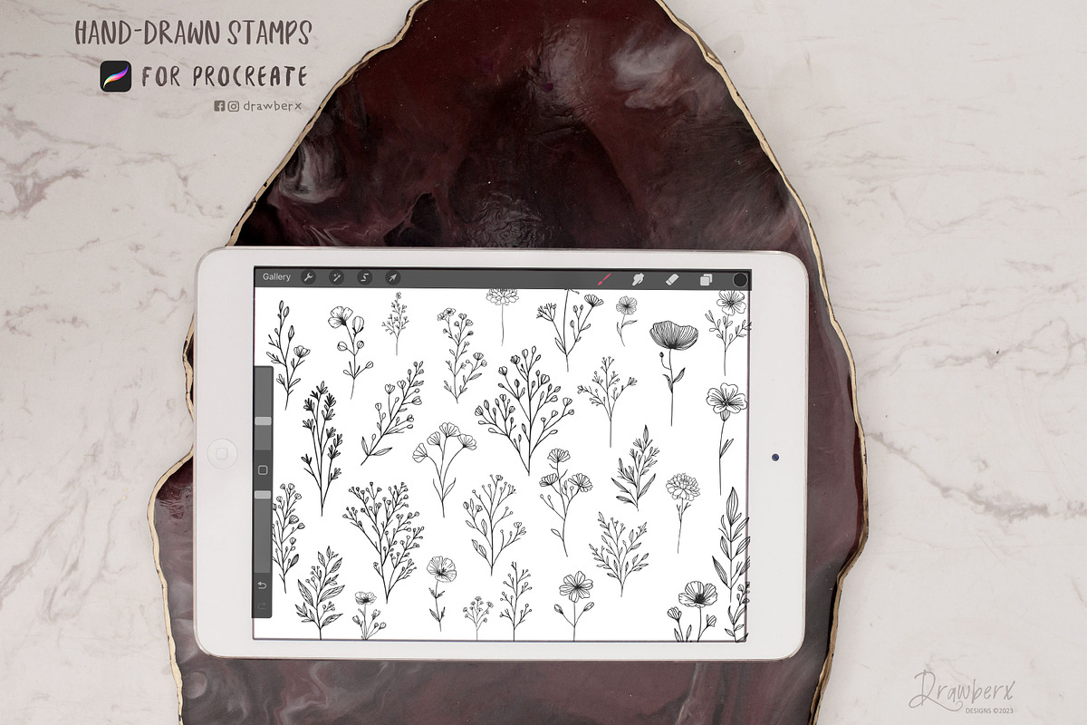 Procreate Stamps Tiny Flowers 026, a Brushes & More by Drawberx (Photo 9 of 10)