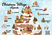 Watercolor Christmas Village, an Illustration by Whimseez (Thumbnail 1 of 5)