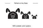 Cute Rabbit Emoticons Set, a Solid Icon by Designfour (Thumbnail 7 of 7)