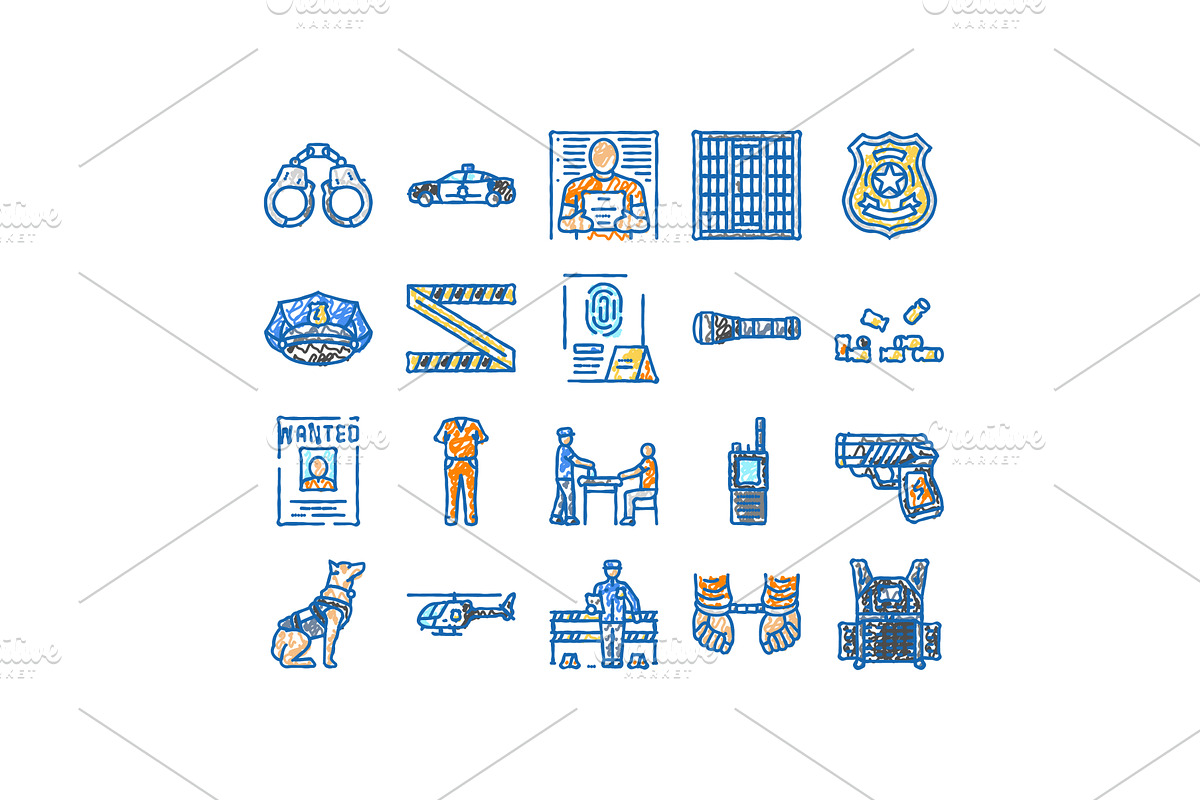 crime scene police evidence icons, an Object Illustration by pikepicture