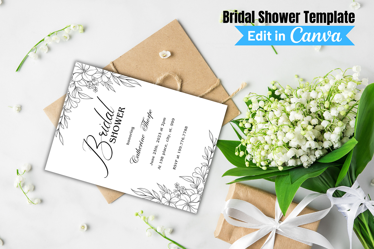 Bridal Shower Invitation Template, an Invitation Template by SimoDigitalArt (Photo 2 of 10)