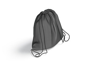 Black Drawstring Backpack 3D Model