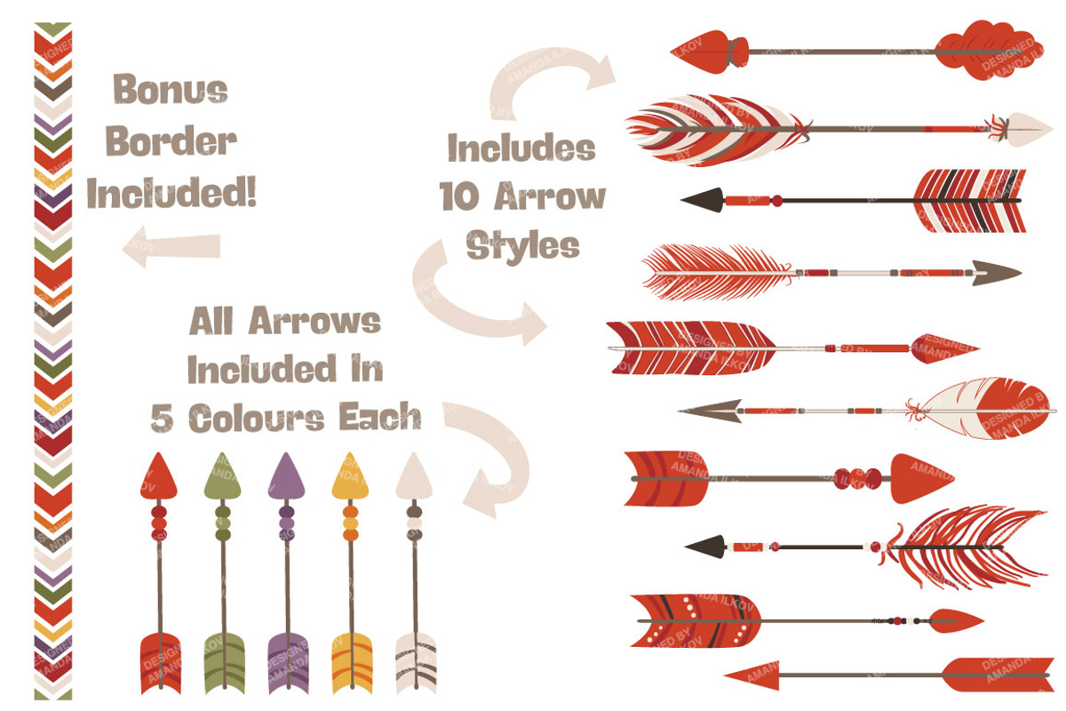 Autumn Tribal Arrows Vector Clipart, an Illustration by Amanda Ilkov (Photo 2 of 4)
