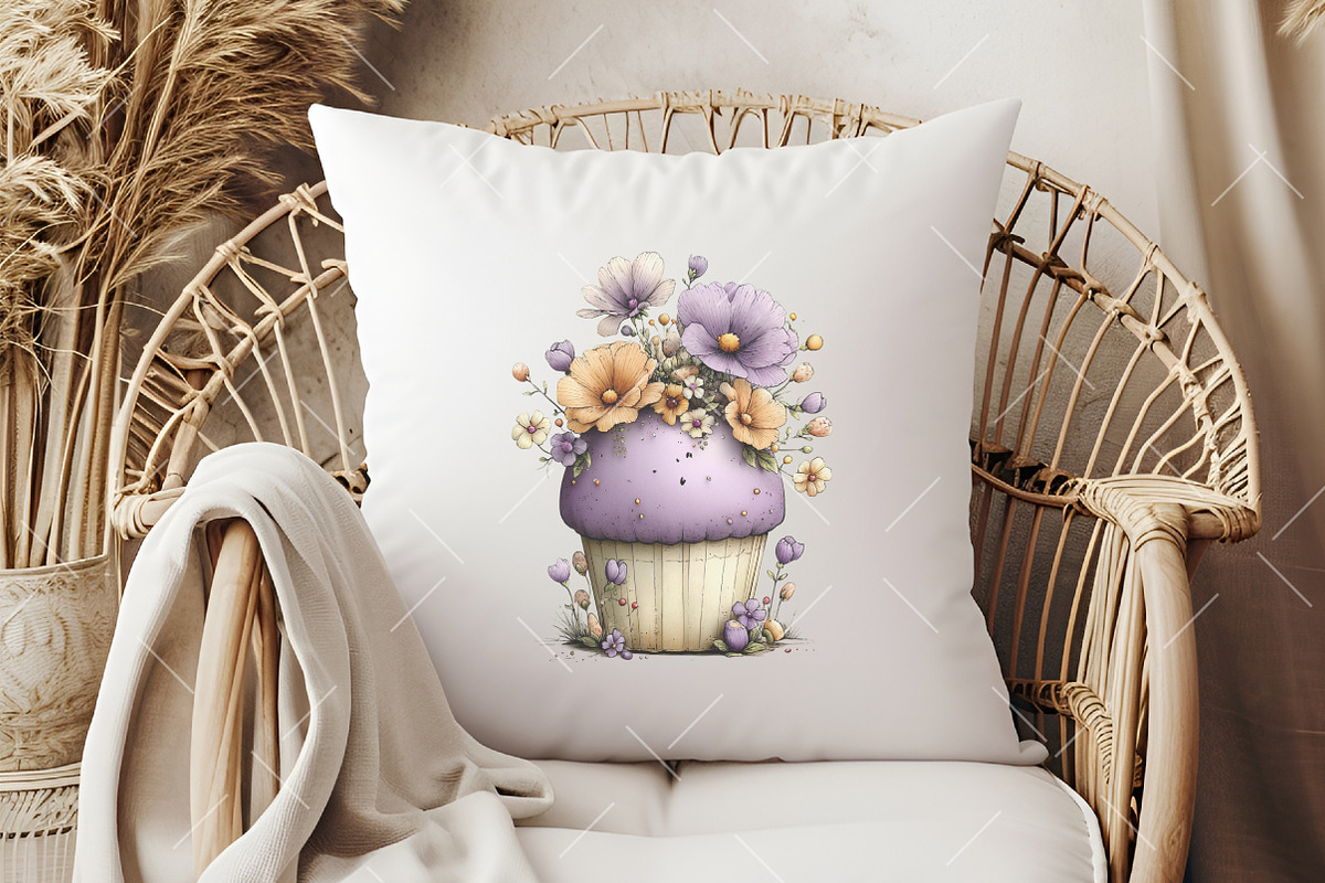 Whimsical Spring Cup Cake Clipart, an Illustration by OK Design (Photo 6 of 6)