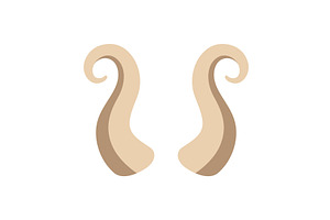 Ram horns with spiral tips. Flat, an Animal Illustration by GraphiShop