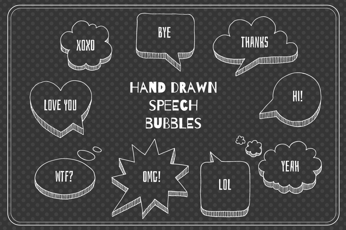 Hand-drawn speech bubble set., an Illustration by itiir