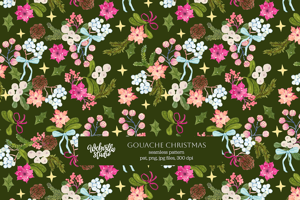 Gouache Christmas Pattern, a Pattern Graphic by Webvilla Studio (Photo 1 of 5)