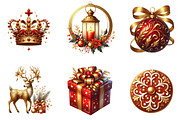 Red Gold Christmas Clipart, an Illustration by Designking (Thumbnail 3 of 5)