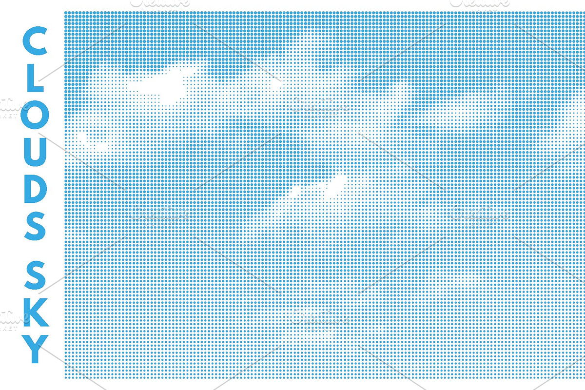 Blue Halftone Cloud Sky Background, a Texture Graphic by sivVector (Photo 1 of 3)