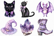 Watercolor Lavender Halloween PNG, an Illustration by Craft Nest (Thumbnail 2 of 6)