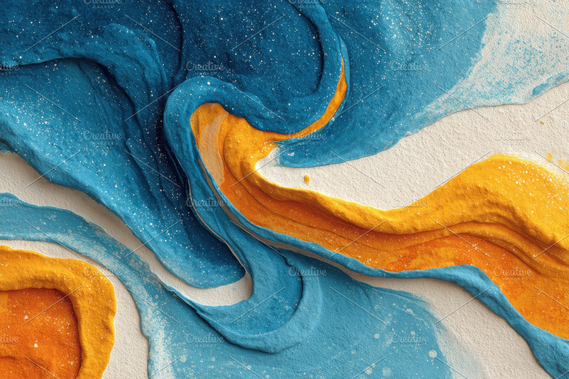 Abstract Blue Orange Swirls Art Text, an Abstract Photo by Pixeness Studio