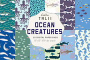 Ocean Creatures Digital Paper, a Pattern Graphic by Hello Talii (Thumbnail 1 of 3)