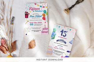 15th Birthday Invitation Card Temp, an Invitation Template by Snapybiz