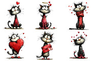 Valentines Whimsical Cats Clipart, an Illustration by Dream Creation (Thumbnail 5 of 7)