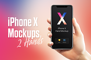 New iPhone X Hands Mockups, an iPhone Mockup by Pierre Borodin (Thumbnail 1 of 7)
