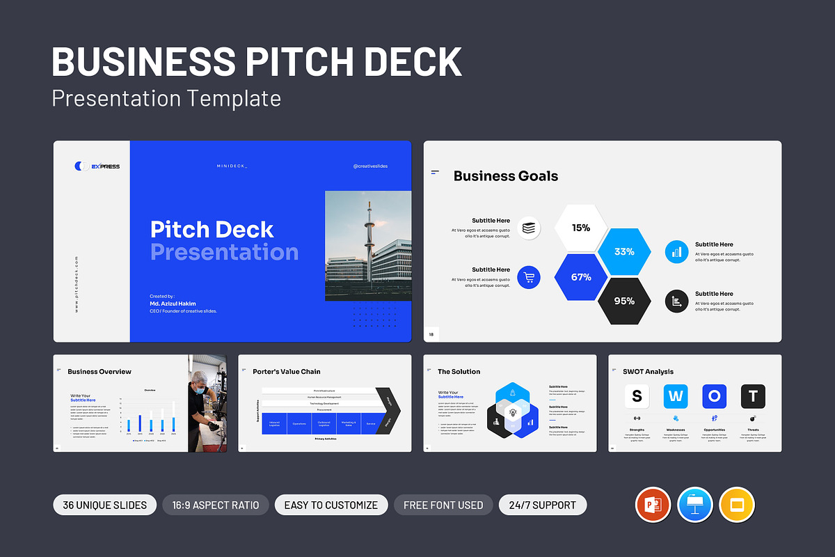 Blue Pitch-Deck Presentation, a Presentation Template by CreativeSlides (Photo 1 of 6)