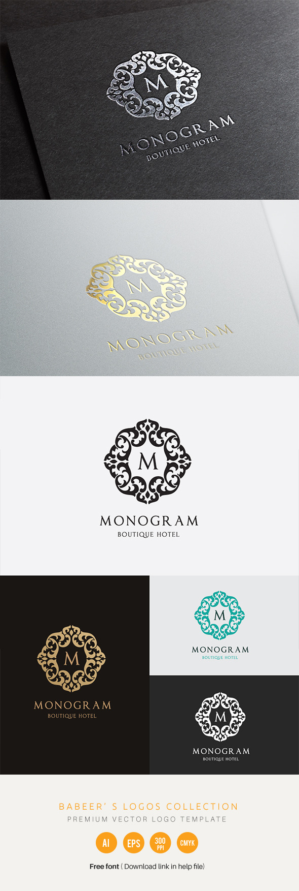 Monogram Hotel Logo, a Branding & Logo Template by Vectorwins Premium Shop