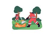Firefighters, firemen fight a fire, a Work Illustration by PaperTrident (Thumbnail 5 of 9)