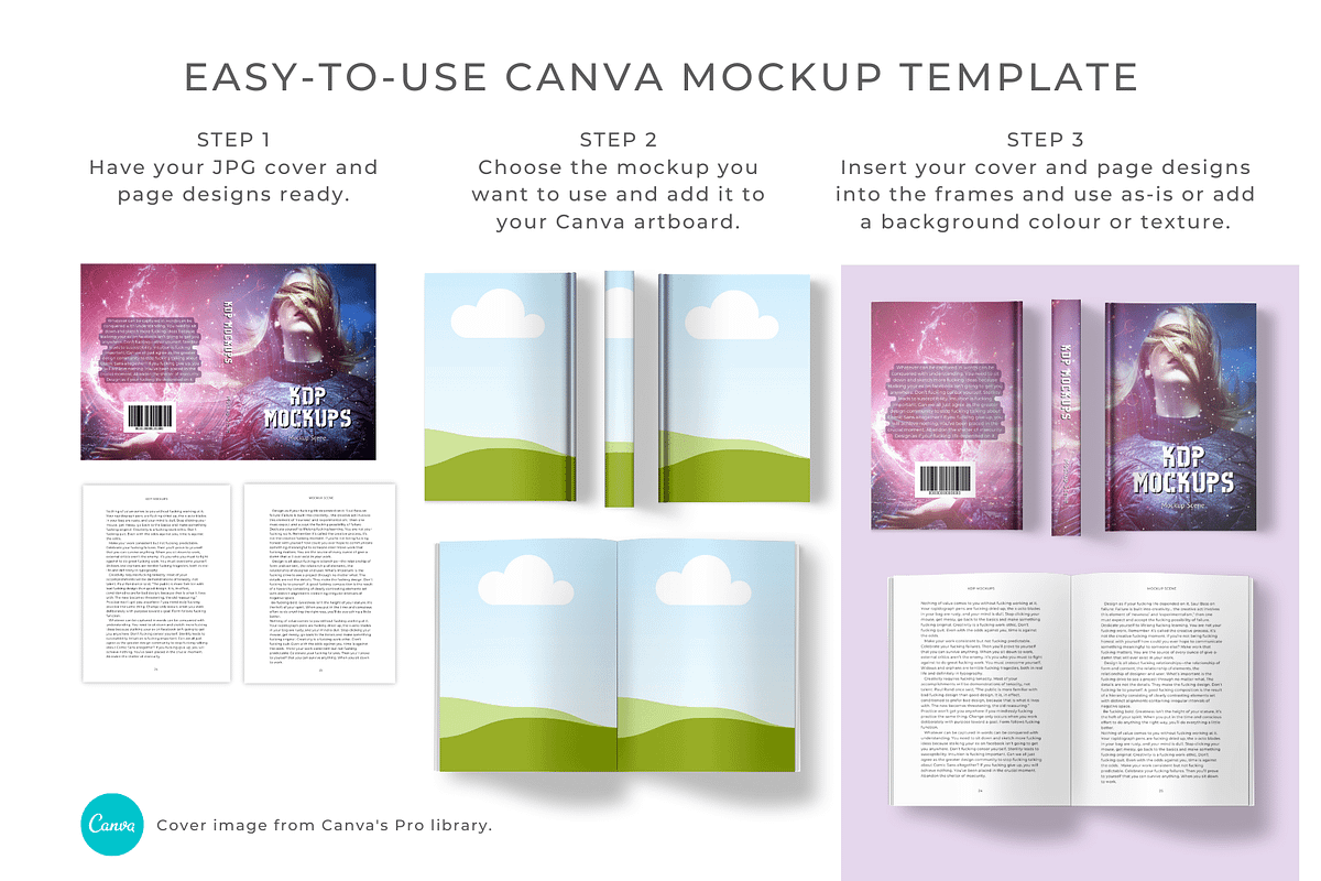 KDP Book Mockups for Canva, a Books & Magazine Mockup by Mockup Scene (Photo 3 of 18)