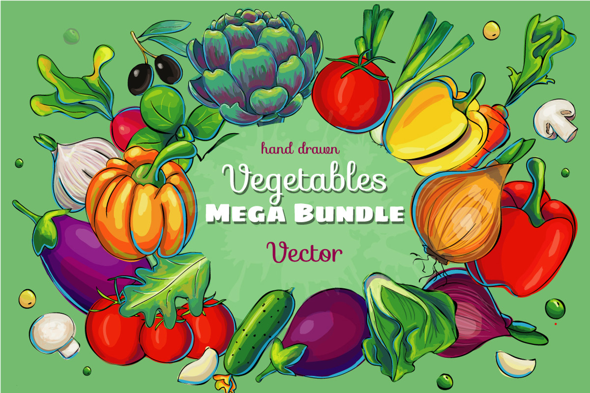 Hand drawn Vegetables Mega Pack, a Graphic by Daria Volyanskaya (Photo 1 of 5)