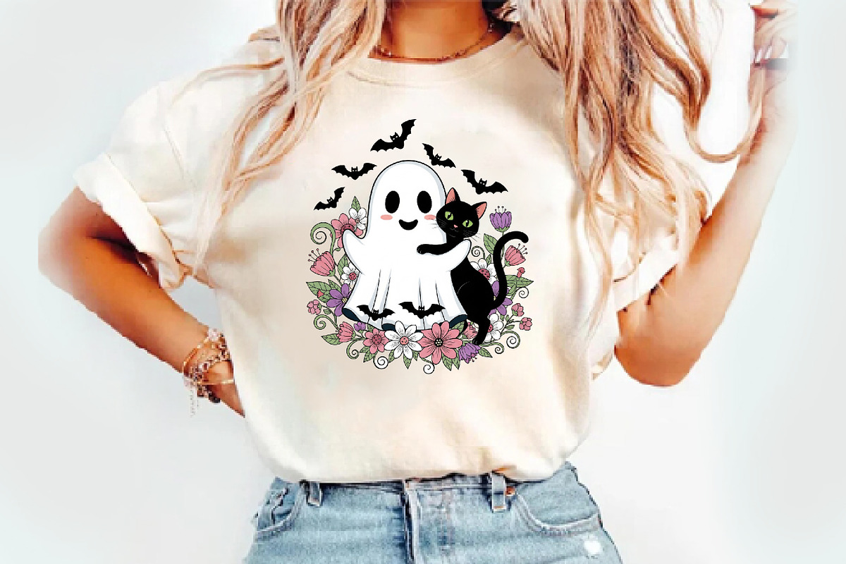 Ghost And Cat Png, Cats Halloween, an Illustration by Watercolor design (Photo 3 of 3)