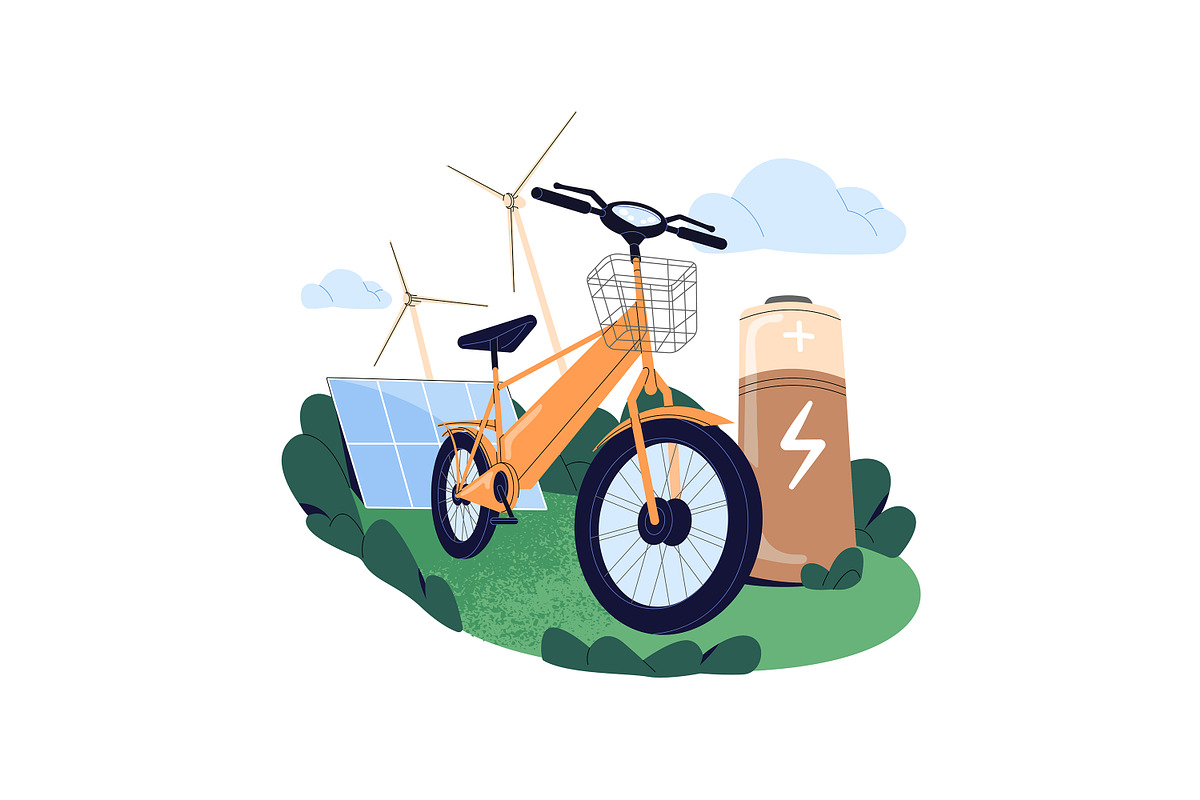 Eco city transport, green energy set, a Transportation Illustration by PaperTrident (Photo 2 of 6)