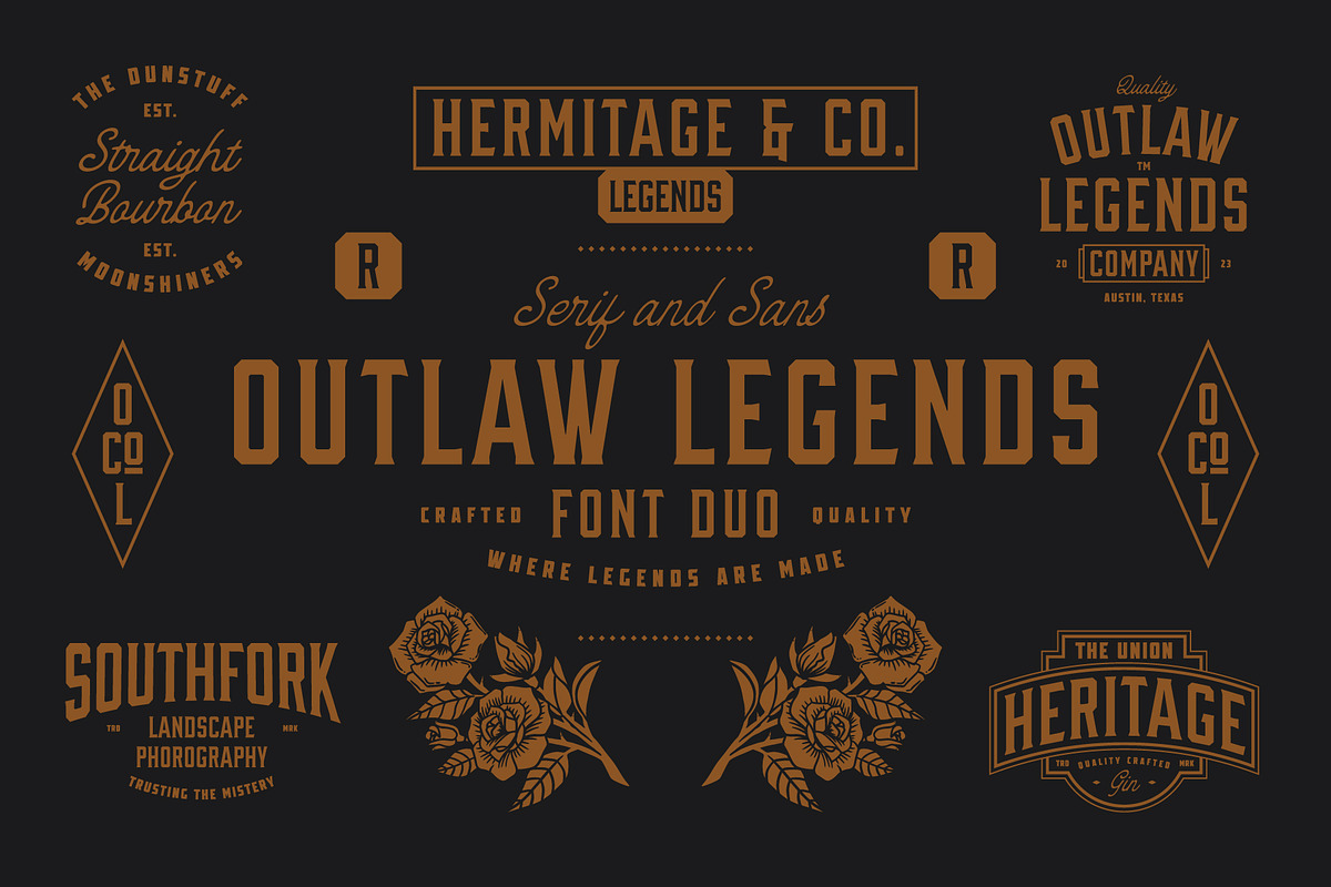 OUTLAW LEGENDS Font Duo + Extra, a Serif Font by Davide Bassu (Photo 1 of 18)