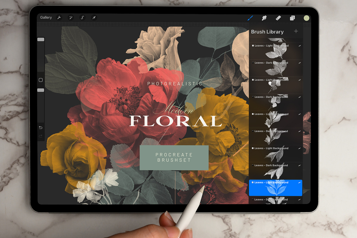Modern Floral Procreate Brushes, a Brush Add-On by Eclectic Anthology