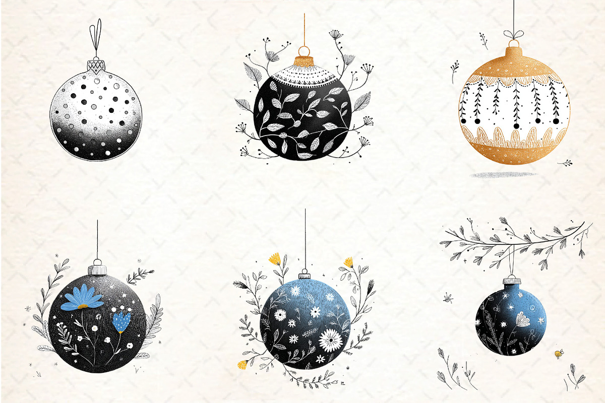 Bauble Clipart Set, an Illustration by DreamCafeArt (Photo 4 of 8)