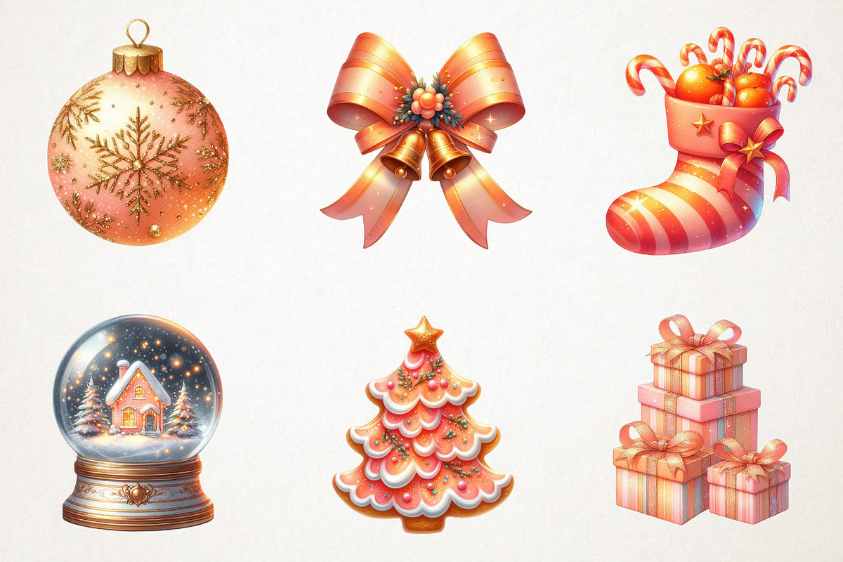 Peach Colored Christmas Clipart, an Illustration by RobertsArt (Photo 2 of 7)