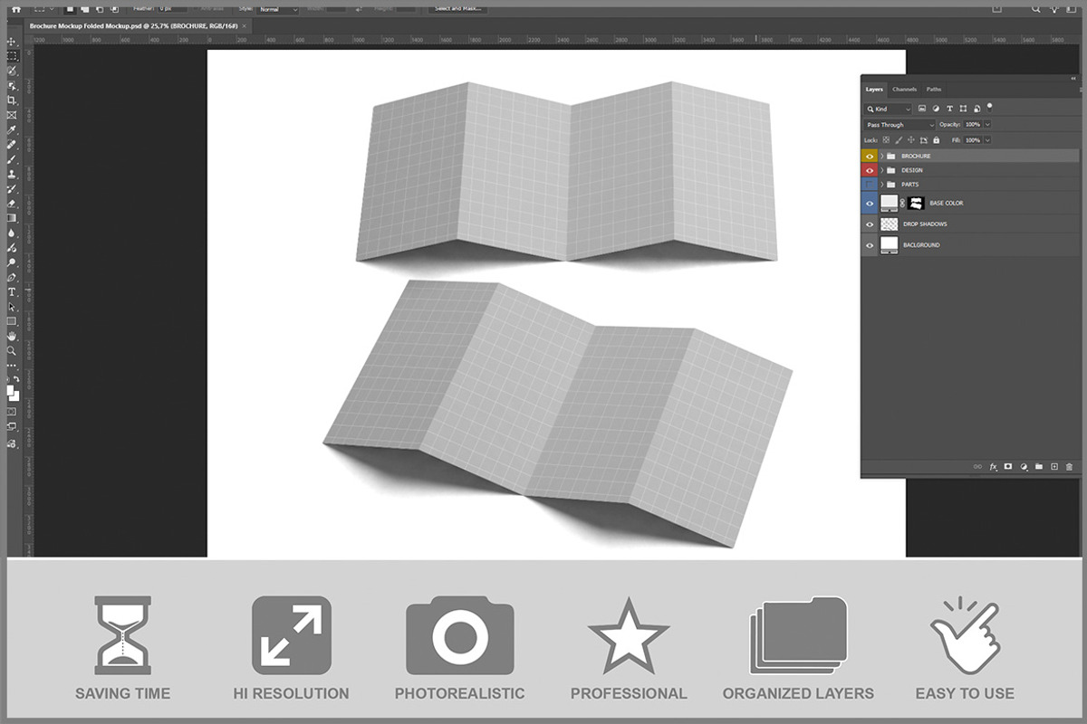 Brochure Folded PSD, an Advertising Mockup by Bruno's Shop (Photo 2 of 3)