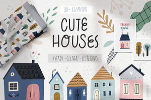 Cute houses and trees, a Decorative Illustration by Olia