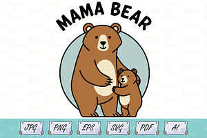 Mama Bear Mother's Day Shirt SVG, an Animal Illustration by Ghagra