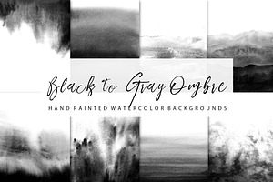 Black To Gray Ombre Watercolor