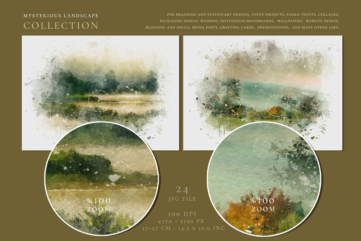 Mysterious Watercolor Landscapes 3, a Background Graphic by Suna Kosem (Photo 6 of 14)