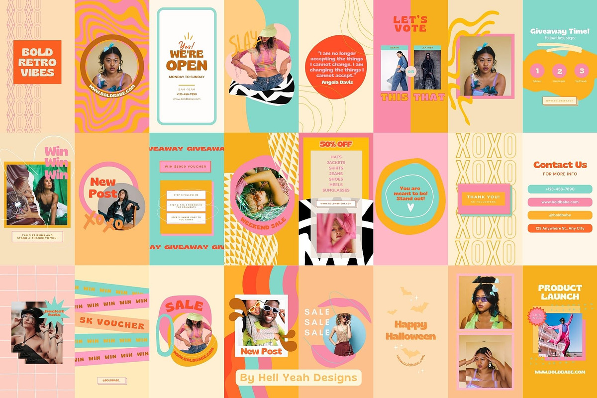 Retro Instagram Story Templates, a Social Media Template by Hell Yeah ...