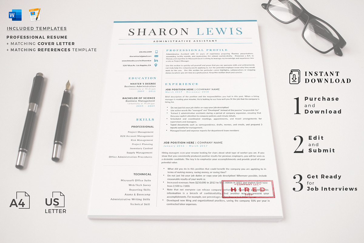 Professional Resume Format Example, a Resume Template by HIRED Design Studio (Photo 16 of 18)