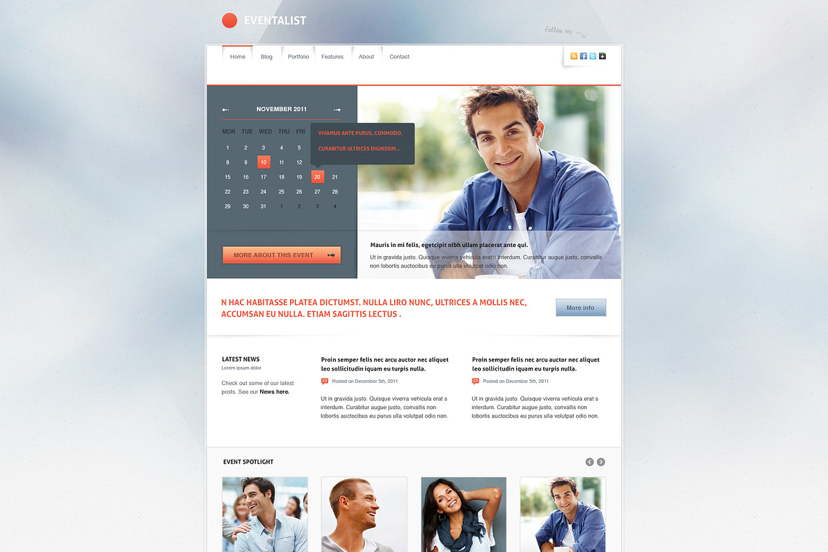 Eventalist PSD Template, a Websites & App Template by cssmania (Photo 1 of 5)