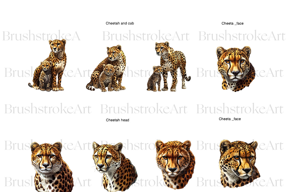 Cheetah Clipart, Wild Cat, Cheetah, an Animal Illustration by BrushstrokeArtGB (Photo 3 of 9)