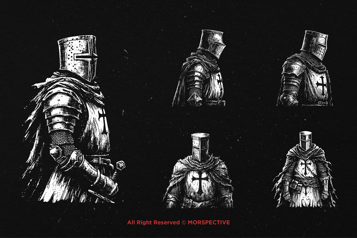 10 Bundle Dark Art Crusader Soldier, an Illustration by Morspective (Photo 5 of 7)