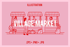 Village Market Illustration