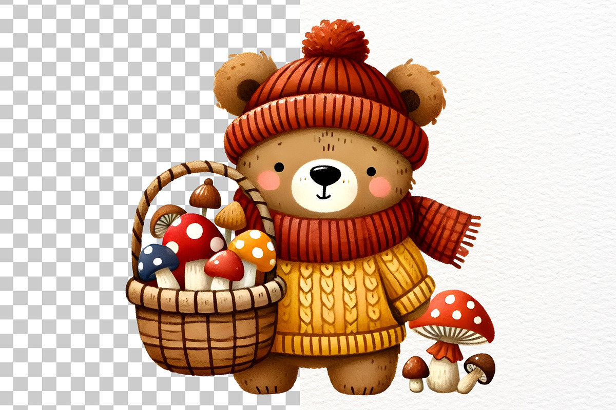 Cute Autumn Bear Clipart Bundle, a Seasonal Illustration by Nicolle's Colorful Art (Photo 6 of 7)