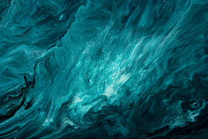 Fluid Art. Liquid dark turquoise abstract drips and wave. Marble effect backgro
