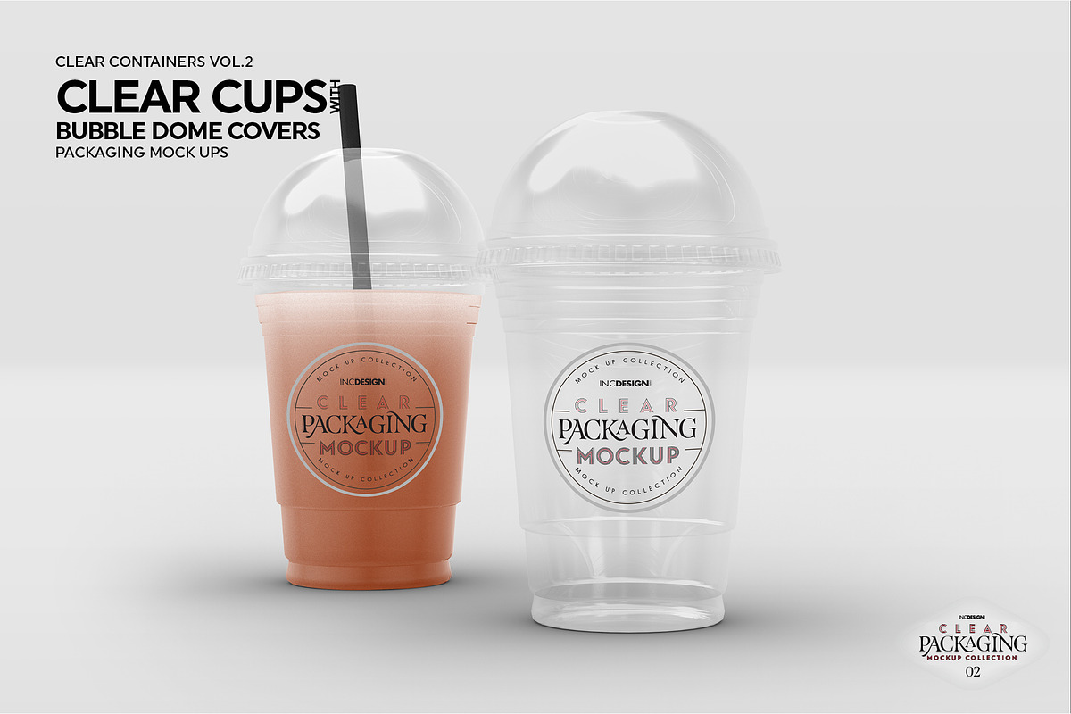 Clear Cups with Dome Covers Mockup, a Cups & Container Mockup by INCDesign (Photo 6 of 8)