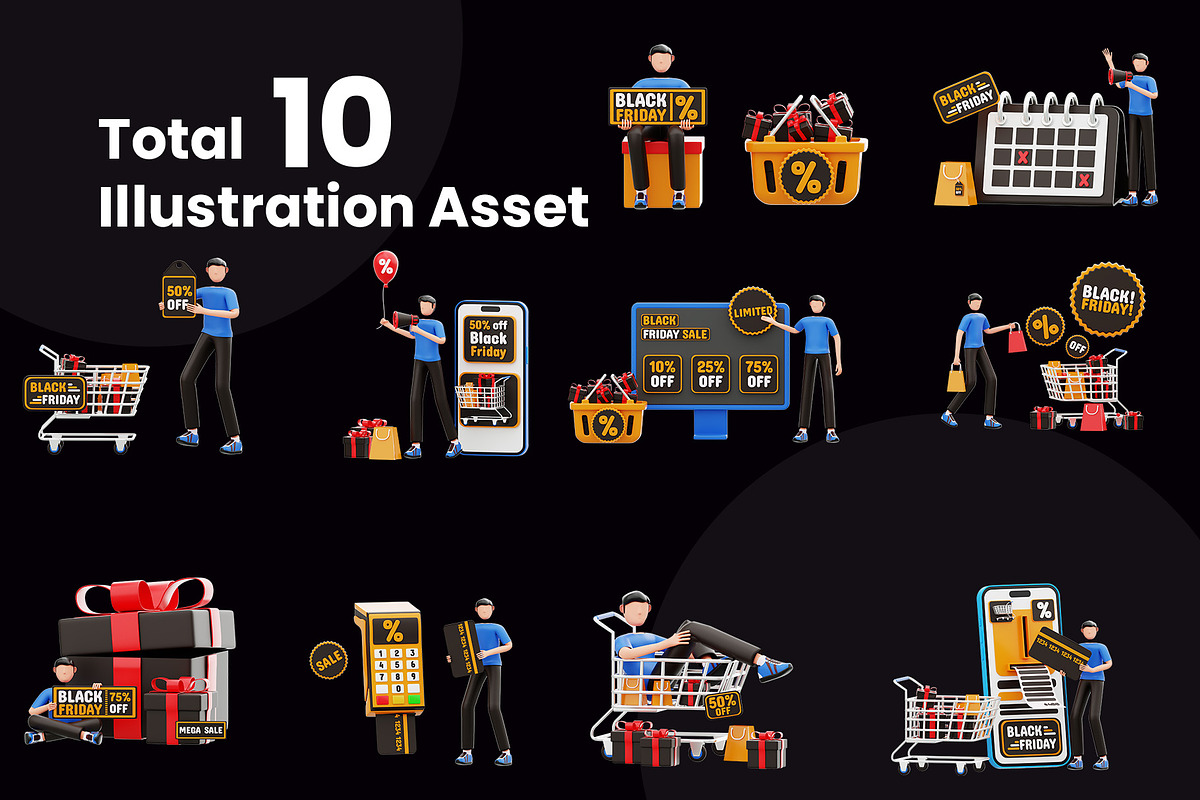 Black Friday 3D Illustration Pack, a 3D by novia99design (Photo 5 of 6)