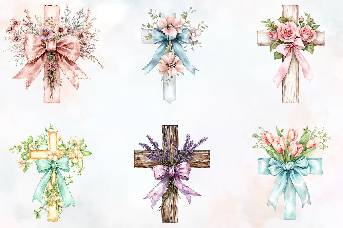 Spring Floral Cross Coquette Bow Cli, an Illustration by RobertsArt (Photo 4 of 7)
