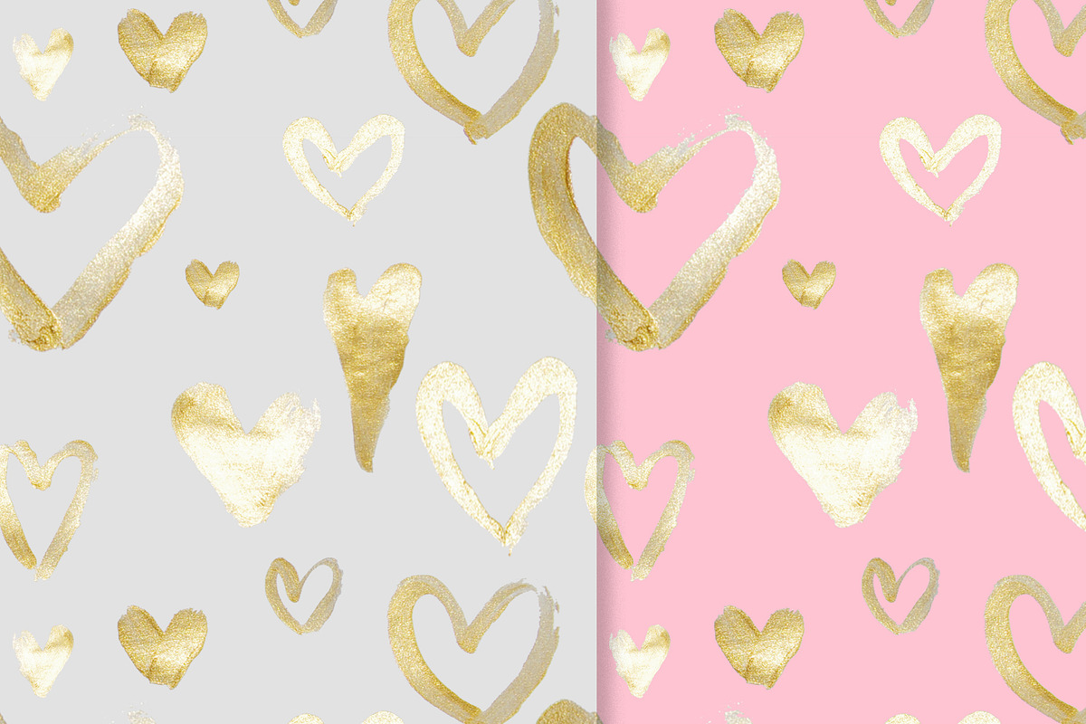 Golden hearts 2 seamless pattern, a Pattern Graphic by kizi (Photo 2 of 4)