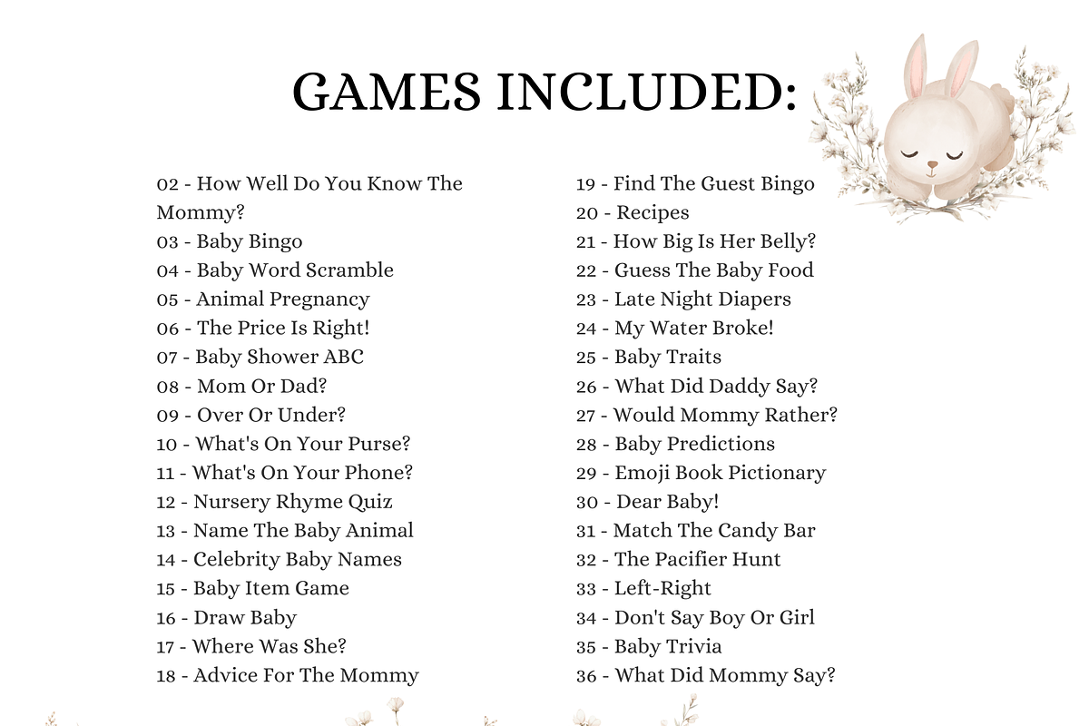 Somebunny Baby Shower Games Package, an Invitation Template by Digital_Mind (Photo 3 of 9)